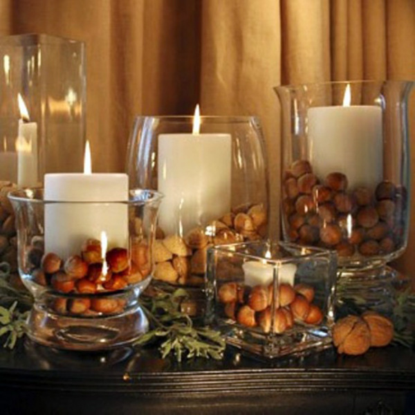 Dining Room,Charming Table Decoration For Christmas With Beautiful Black Dining Table And Cool White Candle In Glass Jars Plus Nice Some Green Leaves Ornements Also Soft Yellow Curtains,Splendid Dining Table Decorations For Christmas