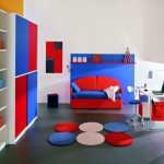 Bedroom,Fancy White Wall Paint Boy And Girl Bedroom Ideas With Stunning Red Day Bed On Combined Comfortable Blue Bed Sheet Plus Stylish Study Space Also Gorgeous Red Blue Sliding Doors,Exceptional Delightful Boy And Girl Bedroom Ideas