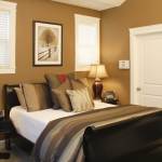 Bedroom,Amazing Beige Wall Painted Modern Bedroom Color Scheme Design With Cool Awesome Black Wood Bed Frame On Combined White Mattress And Soft Pillows Also Beautiful Two Black Wood Bedside Table Plus Double Desk Lamp,Modern Bedroom Color Schemes