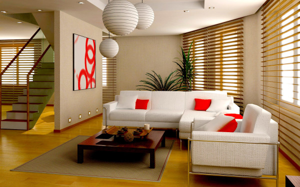 Interior,Classy Interior Designer Living Room Design Inspiration With Modern White Sofas On Combined Nice Stainless Sofa Frame And Trendy Brown Wooden Table On The Brown Gray Striped Rug Above Lamianted Wooden Flooring Also Gorgeous White Pendant Lamps,The Best High Quality And Cheap Interior Designer Living Rooms