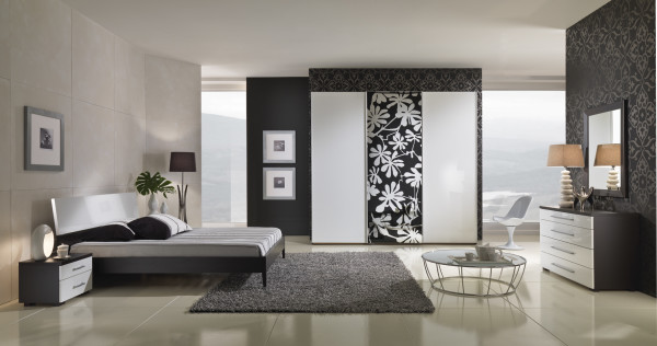 Bedroom,Adorable Modern Bedroom Design Ideas With Comfortable Black Bed Frame On Combined Soft White Mattress And Nice Built In Closet Also Amazing Beige Ceramic For Luxurious Concept,Modern Bedroom Design