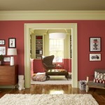 Interior,Extraordinary Red Painting Ideas For Room With Charming Brown Swival Chair And Nice Brown Leather Ottoman Also Soft White Fur Rug On Combined Trendy Brown Wood Floor,Cool Painting Ideas For Rooms