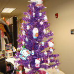 Furniture,Exquisite Cream Wall Paint Xmas Tree Decoration With Awesome Purple Christmas Tree And Cute Hello Kitty Ornaments Also Beautiful Pink Hat Christmas,Awesome Xmas Trees Latest For Christmas