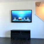 Furniture,Admirable White Wall Paint Flat Screen Tv Wall Design Ideas With Gorgeous Tv Wall Unit And Cool Black Entertainment Center Plus Wonderful Black Linen Floor Also Nice Cream Ceiling Lamp,Stunningly Beautiful And Modern Flat Screen Tv Wall Designs