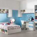 Bedroom,Amazing Teenage Bedroom Color Design Inspiration With Stunning White Wood Bed Frame On Combined Cute White Leaf Ornament Bed Sheet And Cool Study Space Plus Exra Tall White Wood Bookcase Also Splendid Light Blue Mixed White Wall Paint,Design Perfect Teenage Bedroom Colors