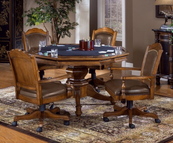 Dining Room,Stunning Table Pad For Dining Room Table Design With Charming Octagon Poker Dining Table Including Brown Chair Pad And Style Wooden Wheel Dining Chairs Also Nice Traditional Rug,Design Table Pads For Dining Room Tables