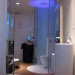 Bathroom,The Best Beautiful White Wall Paint Small Bathroom Design Idea With Amazing White Freestanding Toilet And Beautiful White Round Bathroom Vanity Also Nice Stainless Bathroom Faucet For Modern Concept,The Best Beautiful And Small Bathroom Design Ideas