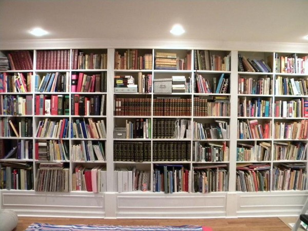 Furniture,The Best Large Book Shelf Design Inspiration With Stunning White Wood Material And Nice White Ceiling Also Splendid Bright Brown Wood Floor,Contemporary Furniture Book Shelf Designs 2015