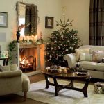 Furniture,Dazzling Small Space Best Christmas Decorating Ideas With Extraordinary Green Corner Chritsmas Tree Combined Cool Ball Ornaments And Cool Dark Brown Oval Table Also Impressive Fireplace Plus Nice Vertical Wall Mirror,The Best Christmas Decorating Ideas And Christmas Tree For Your Home