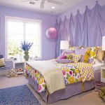 Bedroom,Cool Stylish Light Purple Wall Paint Diy Bedroom Design For Teenage Girl With Charming Colorful Bed Cover And Cool Double Over Glass Table Lamp Also Wonderful Purple Pendant Lamp ,Modern Bedroom Designs For Teenage Girls
