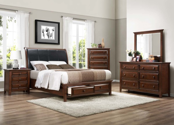 Bedroom,Adorable Homelegance Furniture Store Design With Beautiful Wood Bed Frame On Combined Drawer And Comfortable White Mattress Also Soft Black Headboard ,Antique Bedroom Collection In The Homelegance Furniture Store 