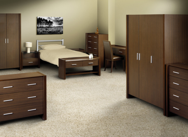 Bedroom,Splendid Bedroom Furniture Design With Charming Oak Bed Frame On Combined Tan Single Bed And Nice Two Wardrobe Also Gorgeous Wood Nightstand Table,Chic Bedroom Furniture Inspiration