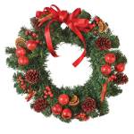 Interior,Nice Spectacular Christmas Wreath Decorating Ideas With Stylish Christmas Wreath Cones And Bow Shaped Plus Nice Red Ball Ornaments Also Beautiful Red Ribbon,Make Your Guests Be Impressed To See The Christmas Wreath Decorating Ideas
