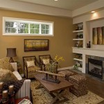 Interior,Enticing Beige Mixed White Painting Ideas For Room With Picturesque White Brown Striped Fabric Sleeper Sofa And Antique Brown Wood Rectangular Table Also Cool Gray Fireplace,Cool Painting Ideas For Rooms