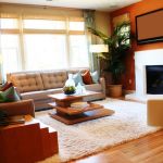 Interior,Fascinating Indoor Plant Decoration Ideas With Charming Bright Color Small Living Room And Comfortable Beige Fabric Three Seater Sofa Also Cool Brown Wood Table Fireplace On Combined Soft White Area Rug Plus Gorgeous Bright Wooden Flooring For Tropical Concept,Indoor Plant Decoration Ideas