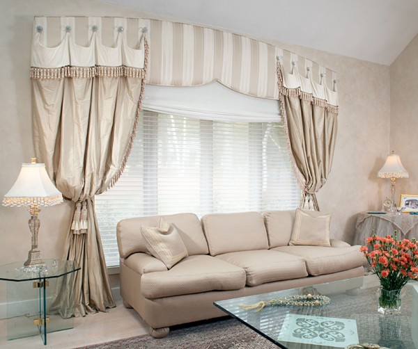 Uncategorized,The Best And Soft Drapery Custom Window Treatment With Charming Cozy Sofa Also Cool Glass Table For Living Room Design Ideas,Custom Window Treatments Decoration For Your Room