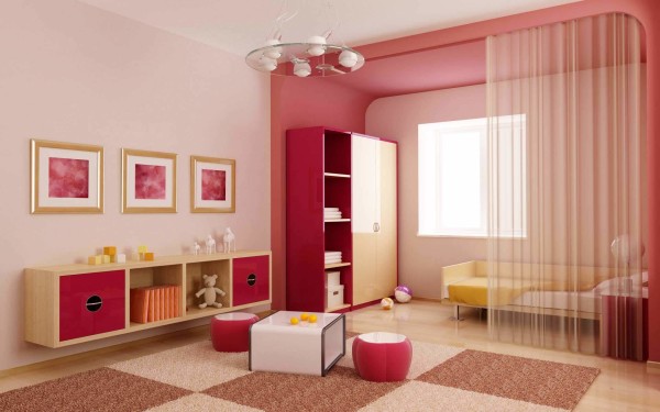 Bedroom,Pretentious Large Space Kid Picture Ideas With Awesome Yellow Wood Day Bed On Combined Soft White Bed Sheet And Soft Large White Transparent Curtain Also Nice White Black Square Table Plus Soft Red White Leather Ottomans,Cute And Delightful Bedrooms Kid Picture Ideas
