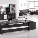 Office & Workspace,Extreordinary Executive Office Furniture Set Design With The Best Black Large Desk And Comfortable Black Arm Chair Also Gorgeous Black White Bookcase For Modern Open Plan Workspace,Smart Modern Executive Office Furniture Sets To Your Workspace