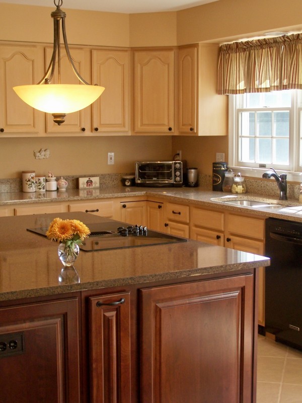 Interior,Impressive Cream Wall Paint Small Luxury Kitchen Design With Awesome Cream Wood Kitchen Cabinet On Combined Cool Gray Marble Countertop And Beautiful Cream Floating Wood Kitchen Cabinet Also Picturesque Oversized Kitchen Pendant Lamp,Best Small Luxury Kitchens Inspiration