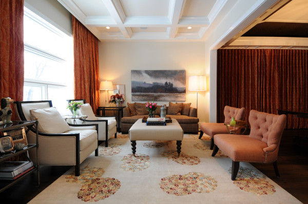 Interior,Contemporary Interior Designer Living Room Decoration With Comfortable Sofas And Cool White Leather Table Plus Beautiful Large Red Pattern Curtains Also Gorgeous White Wall Paint,The Best High Quality And Cheap Interior Designer Living Rooms