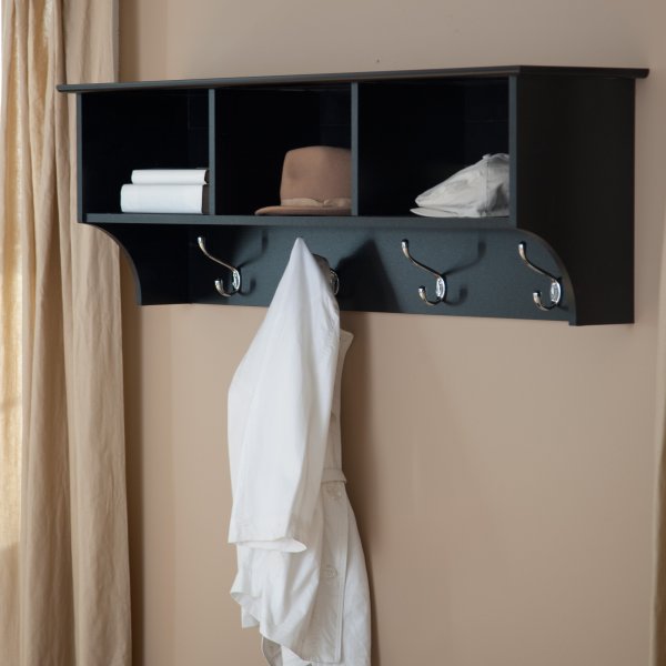 Interior,Dazzling Rustic Coat Hook Wall Mounted Design Ideas With Beautiful Black Wood Wall Mounted On Combined Shelving And Cool Chrome Hooks ,Styles Rustic Coat Hooks Wall Mounted