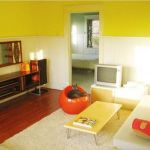 Apartments,Enthralling Yellow Mixed White Wall Paint Studio Apartment Interior Design Inspiration With Amazing White Sofa Plus Cool White Coffe Table On Combined Soft White Fur Rug And Nice Entertainment Tv Also Wonderful Brown Wood Storage ,Extraordinary Studio Apartment Interior Designs