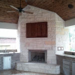 Furniture,Extraordinary White Brick Stone Wall Panels Flat Screen Tv Wall Design Ideas With Beautiful Sweet Brown Wood Outdoor Tv Cabinet And Cool Over Fireplace Also Wonderful Brown Wood Linen Ceiling Plus Nice Ceiling Fan,Stunningly Beautiful And Modern Flat Screen Tv Wall Designs