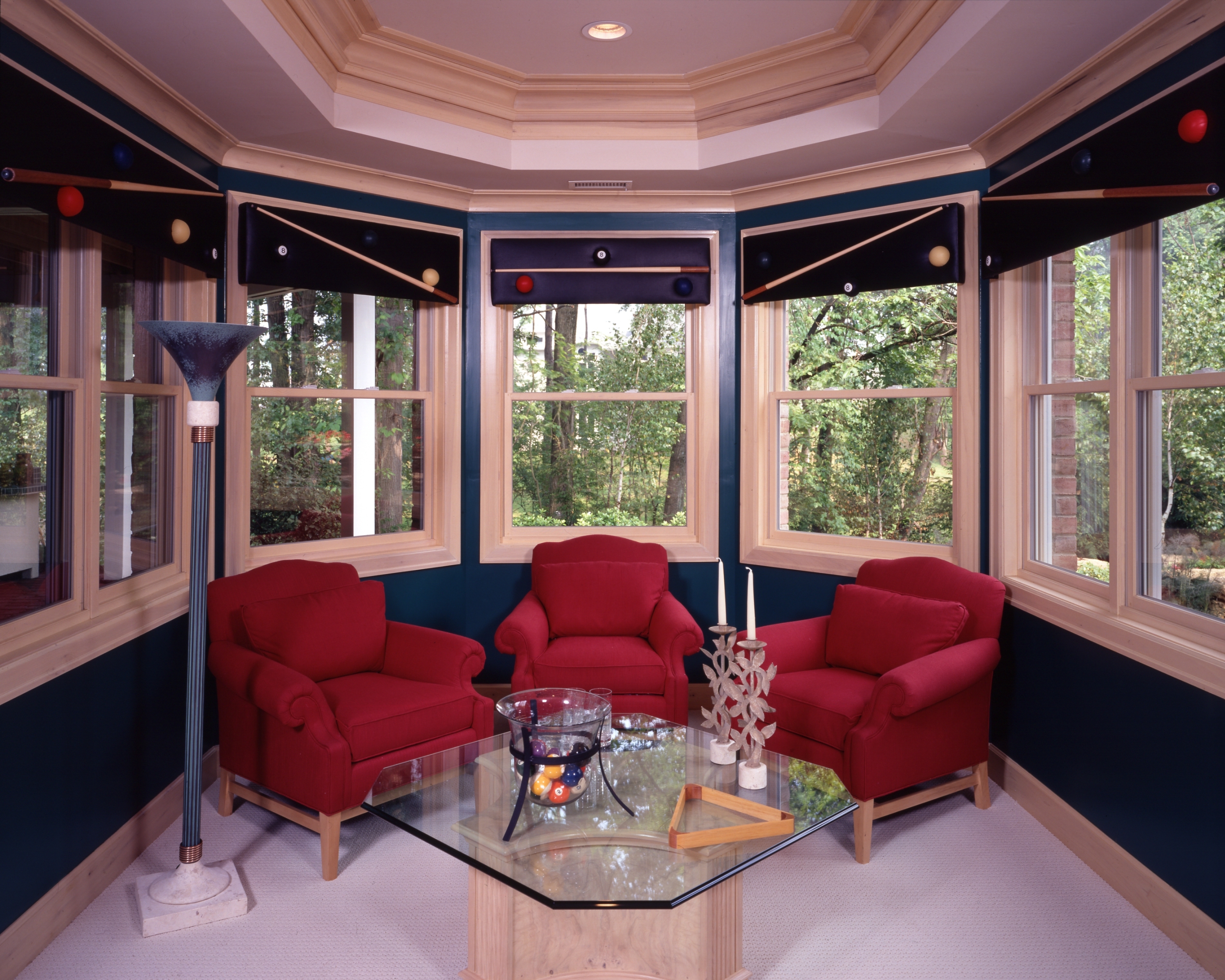 Interior,Breathtaking White Ceiling Large Window Curtain Ideas With Stunning Red Sofas And Cool Square Glass Table Also Modern Black Floor Lamp,Good Large Window Curtain Ideas