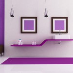 Furniture,Delightful Interior Design Picture With Charming White Ceramic Vessel Sink And Wonderful Stainless Hanging Lamps Also Gorgeous Stainless Towel Hook On The Purple Wall,Pretentious Interior Design Pictures 2015