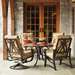 Living Room,Impressive Castelle Patio Furniture Design With Comfortable Arm Chair And Cozy Cushion Swivel Rocker On Combined Floral Ornament Also Nice Round Glass Table,Nice Spectacular Outdoor From Castelle Patio Furniture