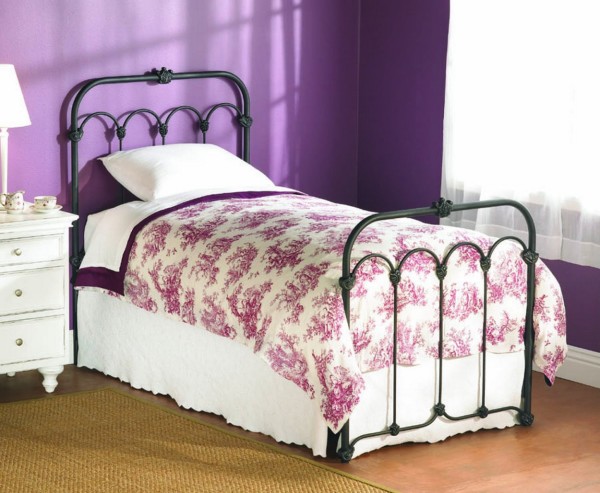 Bedroom,Cute Single Black Wesley Allen Iron Bed Design With Comfortable White Mattres And Beautiful White Purple Blanket Also Comfortable Headboard On Combined Footboard,Bedroom With Style Wesley Allen Iron Beds