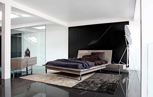 Bedroom,Extraordinary Large Space Really Cool Bedroom Design With Adorable Platform Bed In Nice White Bed Frame On Combined Trendy Chrome Legs And Comfortable Brown Bed Sheet Plus Soft Black Bed Cover Also Splendid Black Wallpaper,Really Cool Bedrooms Designed With A High Comfort Level