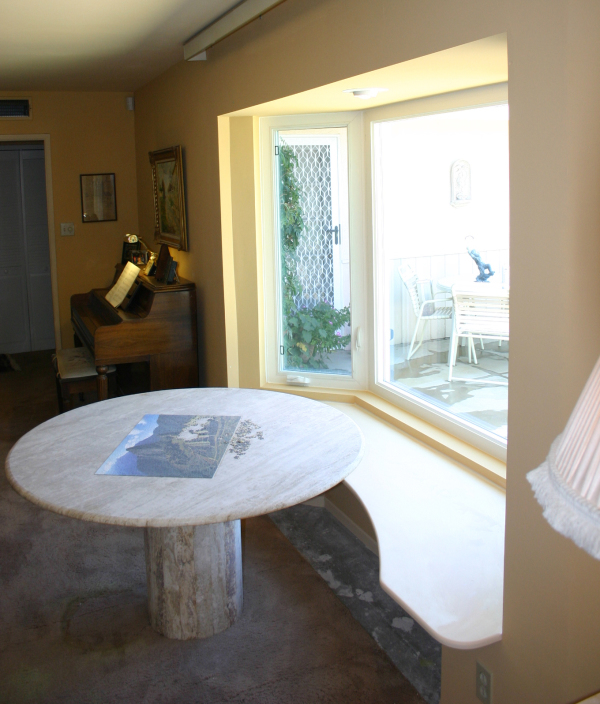 Furniture,Admirable Beige Wall Paint Bay Window With Seat Design Ideas And Stylish Curved Bay Window Plus Nice Glass Windows Also Cool Bright Round Wood Table ,Stylish Bay Window With Seat