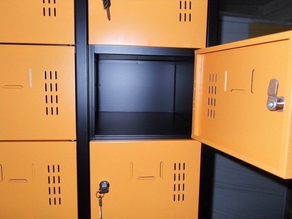 Interior,Trendy Metal Storage Locker Design Ideas With Beautiful Yellow And Black Color,Trend Storage Lockers Design Inspiration