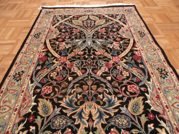 Interior,Stylish Black William Mirros Rug Design Inspiration With Beautiful Persian Ornament And Nice Brown Floor,Rug By William Morris