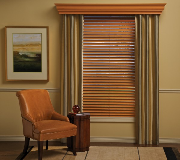 Interior,Cozy Sofa Also Charming Picture Frame And Trendy Custom Wood Blind Design Ideas With Beautiful Curtain,Dazzling Custom Wood Blinds Ideas
