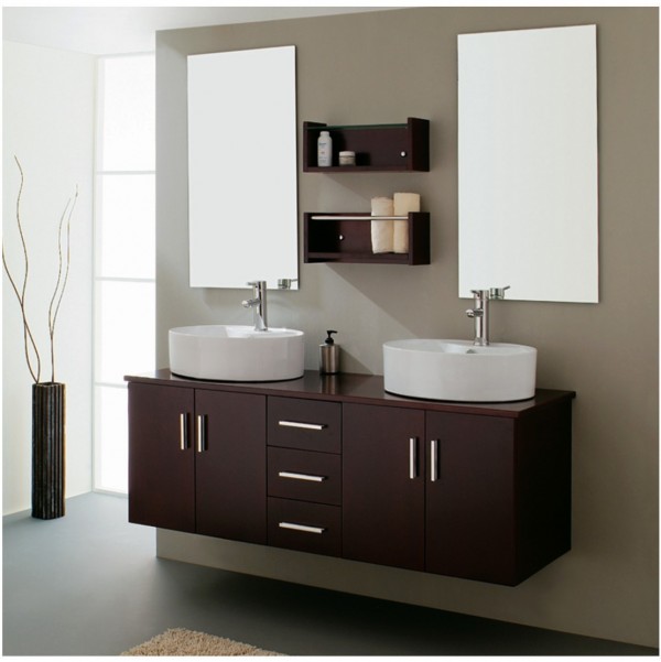 Bathroom,Beautiful Vintage Bathroom Vanity Design Ideas With Unique Wood Cabinet And  GoodLooking Two Large Mirror,Elegant And Unique Bath Room Vanity Design
