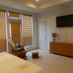 Interior,Cozy Arm Chair With Beautiful Wood Cabinet Also Nice Cream Custom Wood Blind For Modern Badroom,Dazzling Custom Wood Blinds Ideas