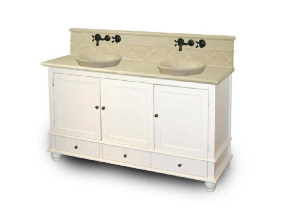 Bathroom,Adorable Double Vanity With Top Design Ideas And Beautiful White Cabinet Also Contemporary Black Cream Sink,Double Vanity With Top Decoration