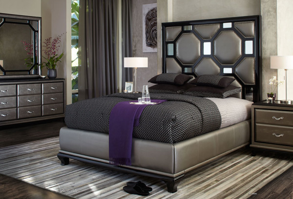 Bedroom,Cool Awesome Bedroom Aico Design Ideas With Comfotable Grey Bed And The Best Oversized Headboard Also Beautiful Two Stand Lamp,Bedroom By Aico Designer