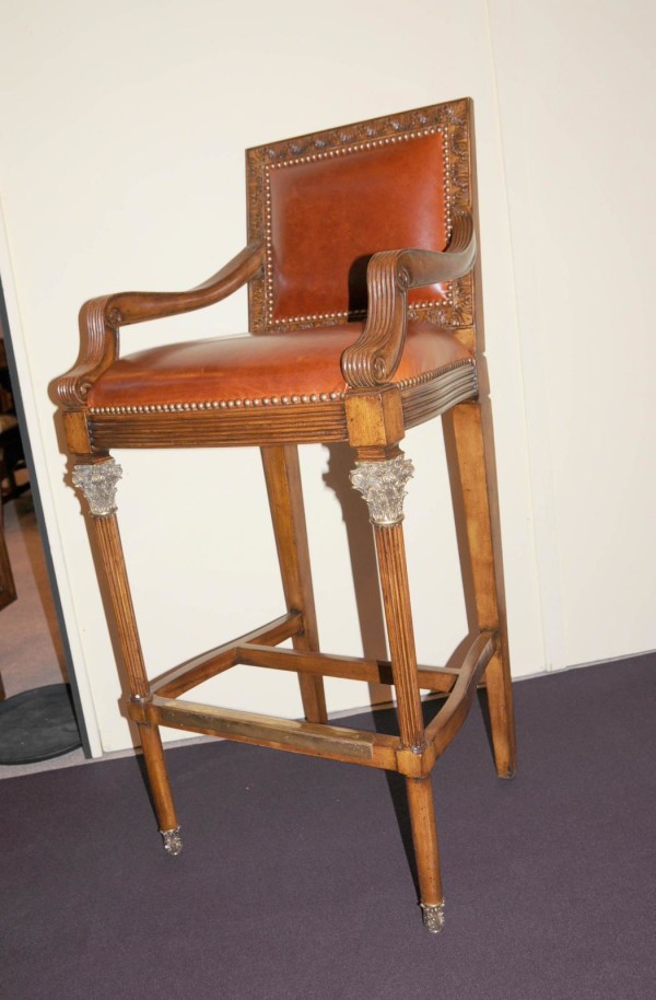 Furniture,Admirable Victorian Walnut Hand Carved Seat Tall Bar Stool With Arm Chair Design And Charming Brown Color,Modern Bar Stool With Arms Design