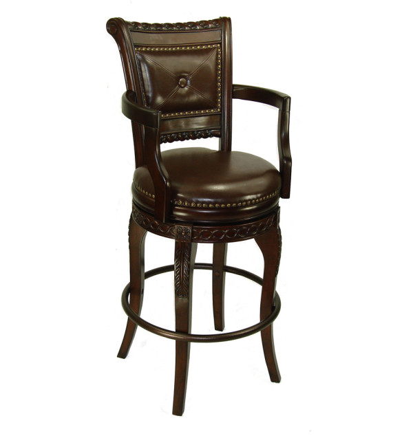 Furniture,Classy Bellagio Swivel Bar Stool With Arm Design Inspiration And Beautiful Dark Brown Color,Swivel Bar Stools With Arms