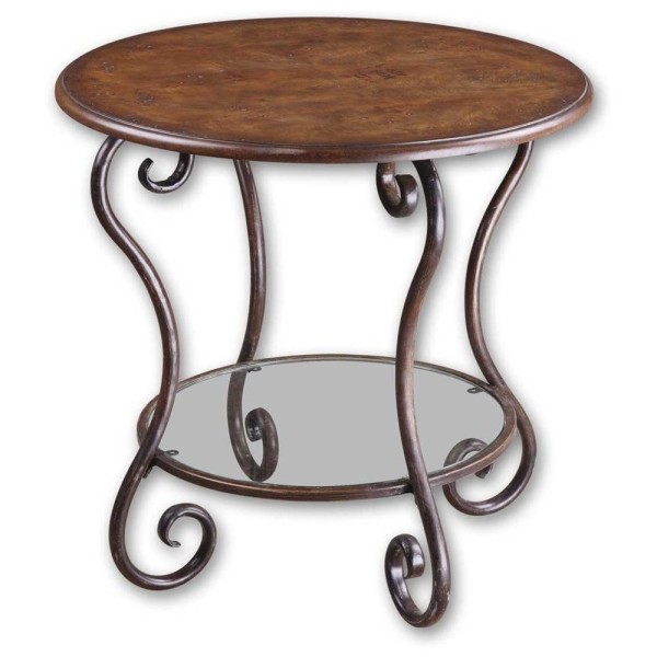 Furniture,Cool Awesome Uttermost Round Wood Accent  Table Design Ideas With Beautiful Stainless Steel Claws,Modern Round Wood Accent Table
