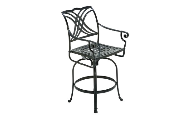 Furniture,Magnificent Winston Coronado Cast Aluminum Metal Swivel Bar Stool With Arm Design And Cute Black Color,Swivel Bar Stools With Arms
