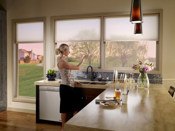 Interior,Comfortable Home Window Shades Design Ideas With Cool Backslpash And Nice Sink Also Beautiful Arrangement Floral,Fabulous Home Window Shades