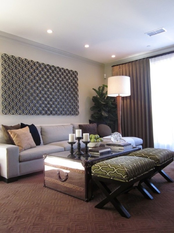 Interior,Gorgeous Brown Rug And Home Design Ideas With Two Soft Bench Also Cool Table ,Simple Rugs And Home