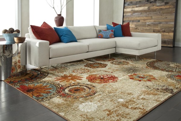 Interior,Beautiful Floral Home Area Rug With Comfortable White Sofa And High Quality Laminate Flooring,Beautiful Modern Home Area Rugs
