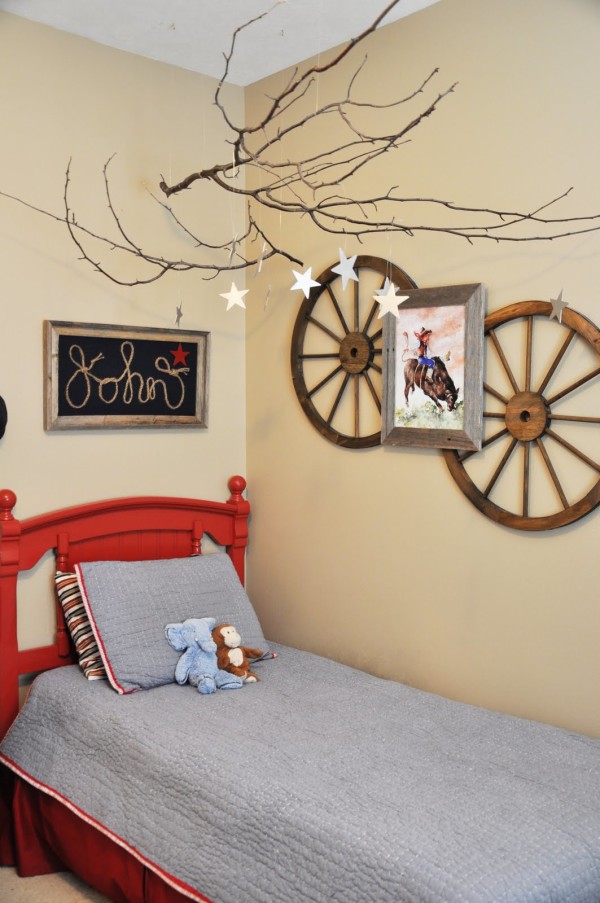 Bedroom,Adorable Tree Bed Design With Beautiful Red Frame And Cool Gray Cover Also Nice Artwork,Romantic Sleeping Tree Bed Inspiration