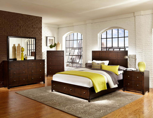 Bedroom,Contemporary Comfortable Bed Set Design Inspiration With Nice Brown Wood Cabinet And Drawers Also Soft Gray Rug On Combined Wood Floor,Comfortable Bed Set