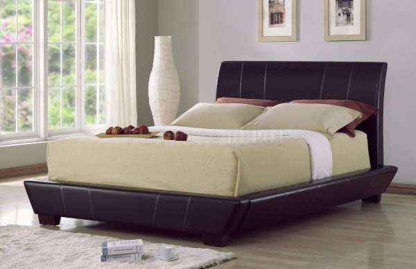 Bedroom,Enthralling Platform Bed Design With Contrasting Stitching And Modern Black Leather Bed Frame Also Comfortable Big Beige Mattress,Cool Platform Bed Design